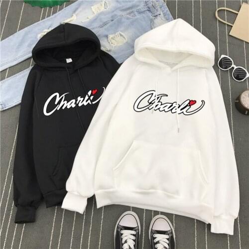 Hoodie Fashion Kpop Letter Hoodies Sweatshirts Men and Women Hoodie Charli DAmelio Pullover Unisex Costume Tracksuit Winter Coat