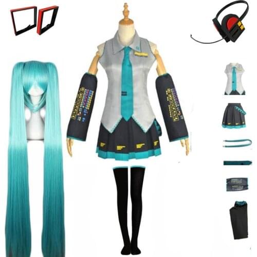 Anime Miku Cosplay Costume Japan Midi Dress Beginner Future Female For Halloween Party Full Sets With Wig