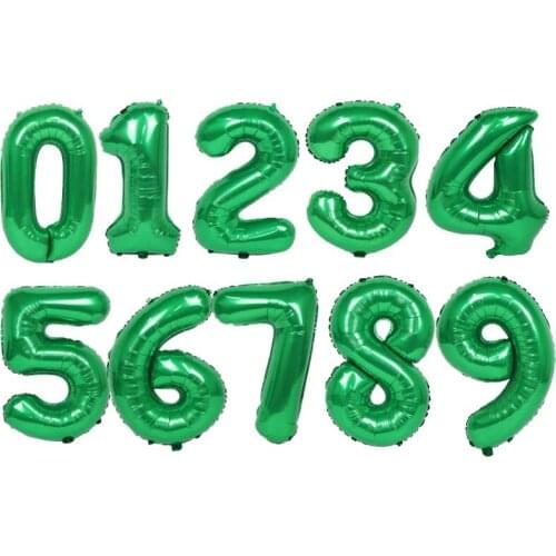 1pcs 32" Digit 0 1 2 3 4 5 6 7 8 9 Foil Balloons Green Latex Inferior Smooth Jungle Dinosaur Party Birthday Decorations Supplie
