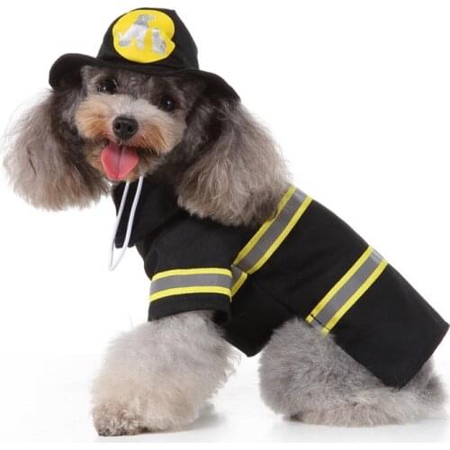 Funny Dog Clothes Fireman Pet Costume With Hat Flying Wizard Dog Costume For Halloween Day Pet Cosplay Dressing Up Costumes
