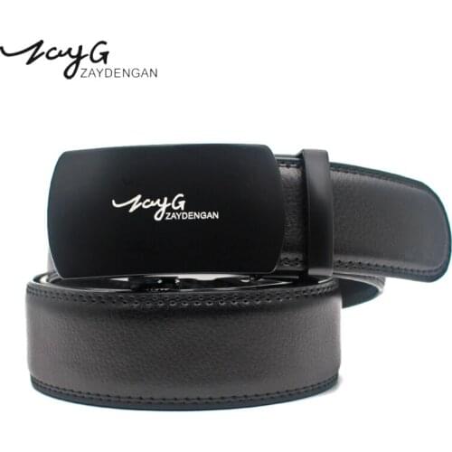 ZAYG Fashion Men Simple Black Automatic Buckle Belts luxury Designer Male Leather For Men Business Alloy Buckle Men Jeans Belt
