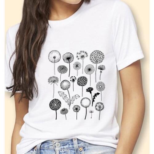 Women Plant Style Sweet Love O-neck 90s Lady Cartoon Kawaii Graphic Tshirt T-Shirt Kawaii Female Tops Tees Print Clothes