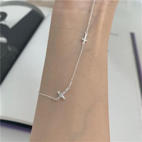 Women Necklace Cross Clavicle Silver 925 Jewelry New Arrival Lady Gold Chain Choker For Girls Party Accessories Shining Bijou