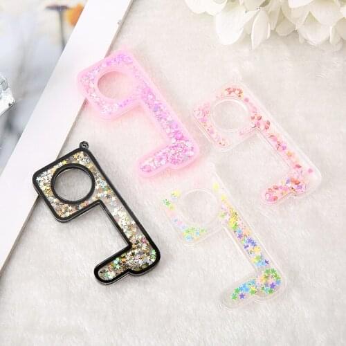 1Pc 78mm*35mm No Touch Door Opener Keychain Charms Contactless Use of Phone, Atm, Elevators and POS DIY Making Accessories