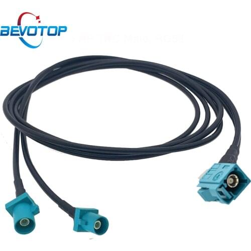 1PCS Fakra Z 2xMale to 1x Female Right Angle GPS Navigation Antenna Extension Cable for Auto Car Ship Y Type RG174 RF Coax Cable