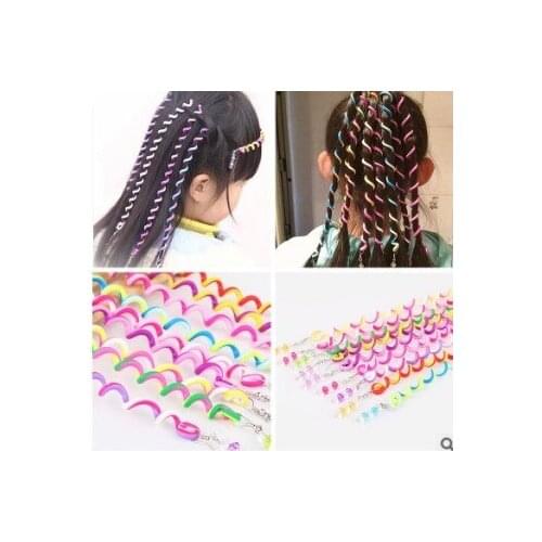 200pcs/lot Multi Polymer Clay Spiral Childrens Braids Pendant Pigtail Braiders Cartoon Braiding Stick Hair Accessories HA550