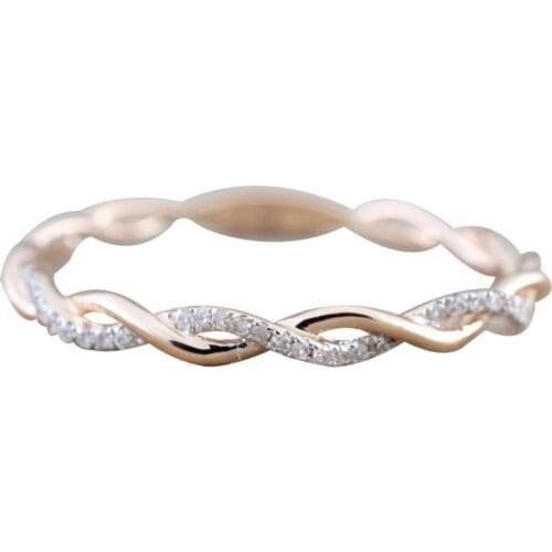 40%HOT Women Ring Twisted Shape Rhinestone Inlaid Alloy Electroplate Finger Ring Jewelry for Engagement