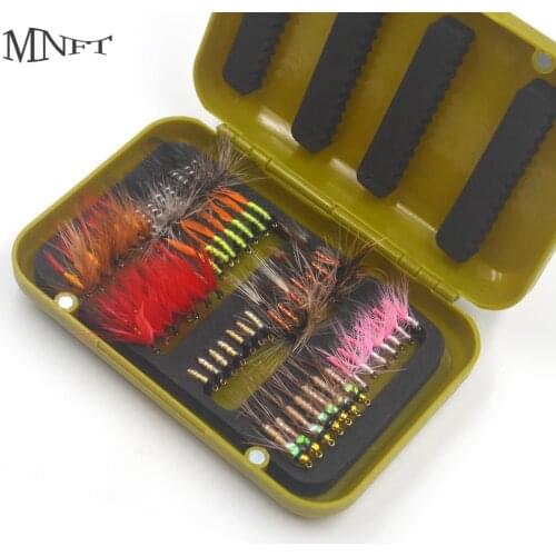 MNFT 56Pcs Mixed Nymphs Mayfly Trout Flies Wet Dry Various Flies Fishing Hook Trout Flies Fly Fishing