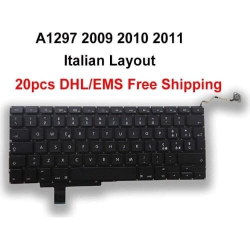 By Free Shipping DHL/EMS 20PCS For MACBOOK PRO 17 inch A1297 Italy Italian Layout Keyboard 2009-2011
