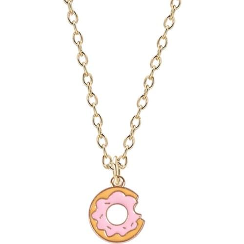 Female Student Korean Version Of The Simple Cute Cartoon Donut Necklace Girlfriends And Friends Birthday Gifts Clavicle Chain