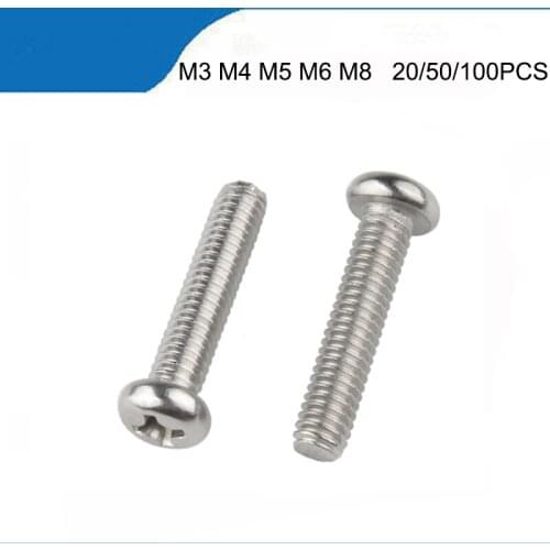 20/50/100Pcs M3 M4 M5 M2 M6 M8 PM Black Pan Head Screws Round Machine Screws Computer Teeth Hardened