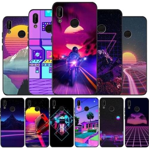 Vaporwave Space Anime black Silicone soft Phone Case for huawei P40 P30 P20 P10 Pro P9 Lite Psmart 2019 Y6 Y9 cover