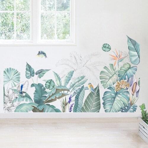 COVPAW Wall Stickers Palm Leaves Green Living Room Wallpaper Home Decor Wall Decals Bedroom Removable Mural Poster