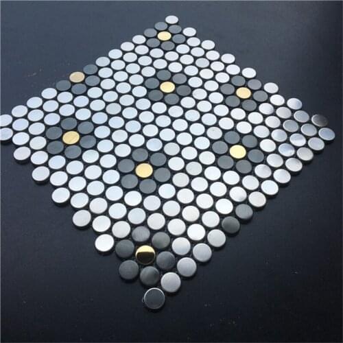 Dia 19mm Penny Round Brushed Black Gold Flower Silver Metal Mosaic Tile, Kitchen Backsplash bathroom Wall Tile DIY Cabinet Decor