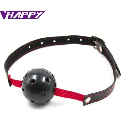 Genuine Leather Erotic Toys Ball Gag Mouth Gag Red Elastic Band Sex Toy Slave Gag For Couples Adults Games Hot Sale VP-Mg004011A