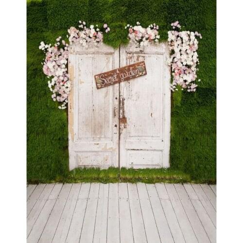 Photography Backdrops White Door Flower Garden Photo Backdrop Wedding Photocall Custom Backgrounds for Photo Studio fotografia