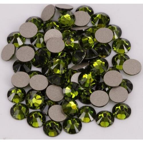 Good Quality ss3-ss34 Olivine Flat Back Nail Art Glue On Non Hot Fix Crystals