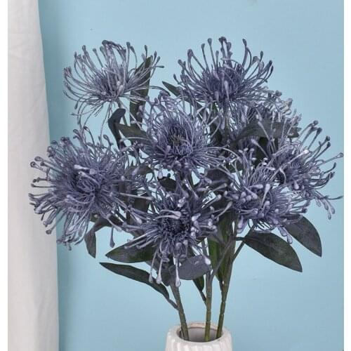 3 Head Artificial Flower Pincushion Chrysanthemum Fake Flower DIY Home Garden Wedding Party Shop Decor Photography Layout Props