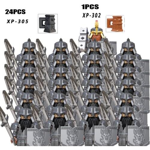 25pcs/lot The Movie Monster-Lord Rings Dwarf Warrior Iron Foot Dane Leader of The DWARVES Building Blocks Children Toys
