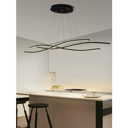 Aluminum bar LED chandelier Simple living room lamp office dining room chandelier modern black/white dimmable lighting fixture