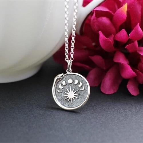 Fashion Sun Moon Variation Necklace Pendant Snake Wrap Silver Color Pendant Festive Women Elegant Jewelry