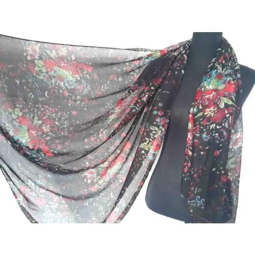 Fashion Floral Flowers Print Long Scarf Wrap Shawl Womens Accessories Gift, Free Shipping