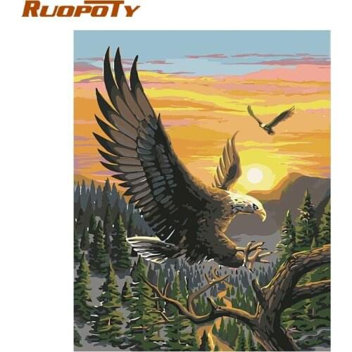 RUOPOTY Frame DIY Painting By Numbers Picture By Numbers Landscape Wall Art Acrylic Paint For Home Decor Art