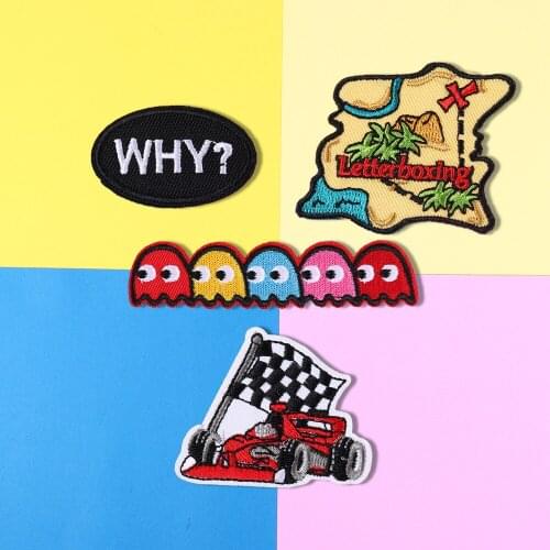 Treasure map patches Cloth Clothing racing Embroidery caterpillar Patch Embroidery Biker Patch Childrens jacket Clothes Patch