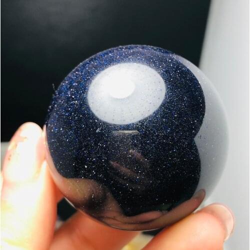 Natural blue jinsha crystal healing ball, meditation home decoration 45mm