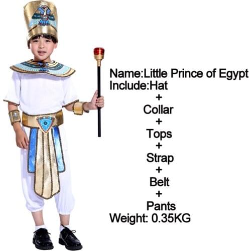 New Egypt Pharaoh Costumes for Purim Party Child Clothing Egyptian King Kids Prince Purim Fancy Dress