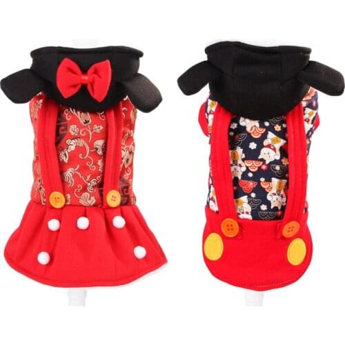 Boy Dog Clothes Coat Jacket Girl Dog Clothing Dress Chinese New Year Dog Costume Apparel Tang Suit Cheongsam Winter Pet Outfit