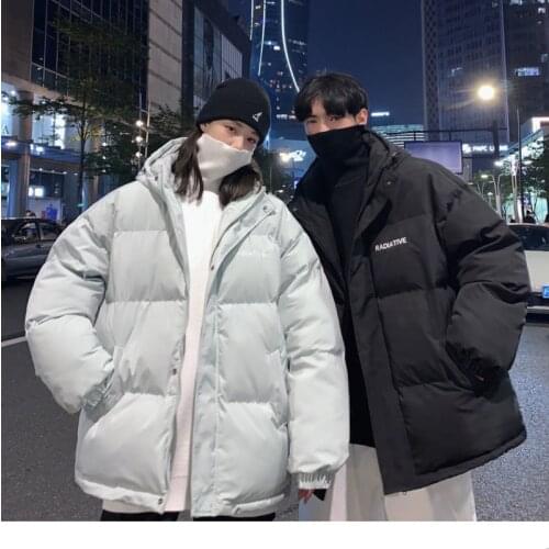 Solid Color Hooded Thicken Coats Parka Korean 2021 Winter Warm Jackets Men Parkas Women Oversized Outwear