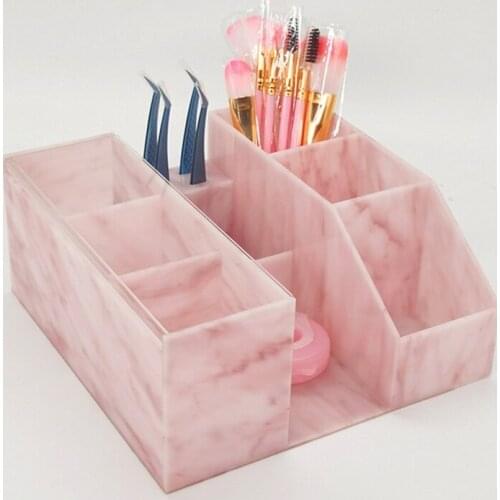 Makeup Organizer Eyelash Extension Supplies Storage Display Box with Tweezer Holder Stand Makeup Brush Organizer