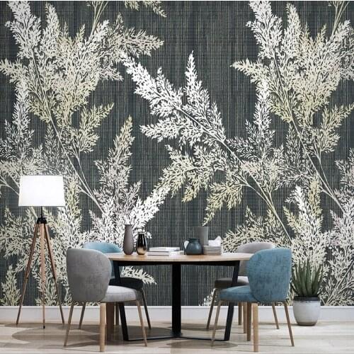 Custom Photo Wallpaper Retro Light Luxury Plants Leaves Nordic Modern Minimalist Living Room TV Background Wall Mural Wallpaper