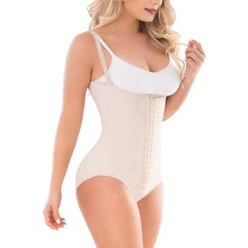 Girdle With 2 Line Hooks Free Breasts Perineal Opening Crotch One-Piece Off-Shoulder Tights Front Zipper