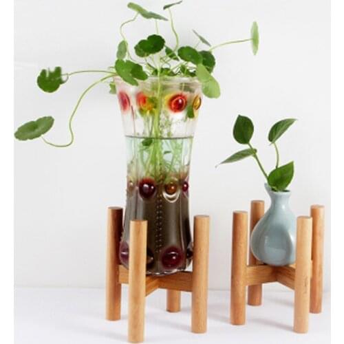 1PCS European-style simple solid wood balcony potted flower stand Wooden flower stand Wooden flower pot stand