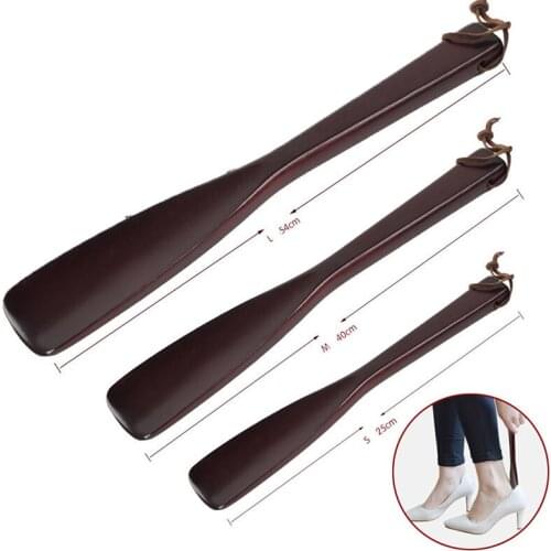 Craft Wooden Shoe Horn Dutch Wood Long Handle Shoehorn Lifter With Hanging Rope For Shoes Accessorie Horns 25cm 40cm 54cm