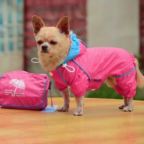 Folding Dog Waterproof Rain Coat Hoodie Jacket Raincoat Slicker Jumpsuit Clothes Overall For Pets Pet Rainy Day Travel Equipment