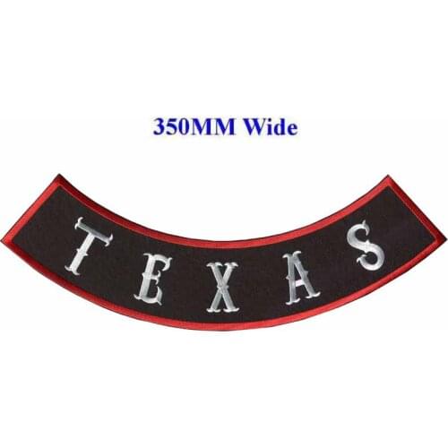In stock TEXAS motorcycle biker patches embroidered iron on patches for full back jackets clothing embroidery rocker MC patches
