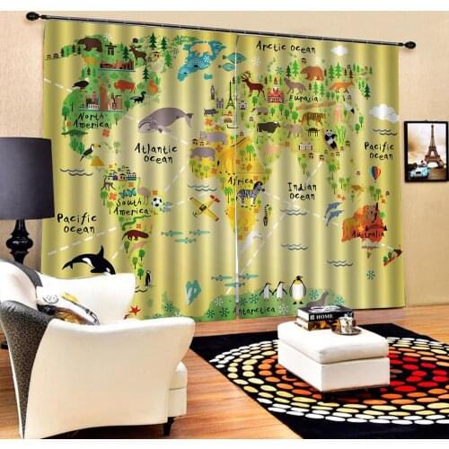 Animal park curtains for kids room Curtain office Bedroom 3D Window Curtain Luxury living room decorate Cortina