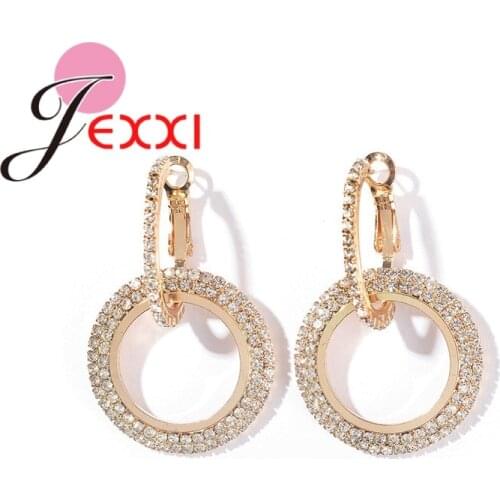 Brilliant Sparkling Earrings For Women Top Quality 925 Sterling Silver Jewelry Rose Gold Hoop Earrings Birthday Accessories