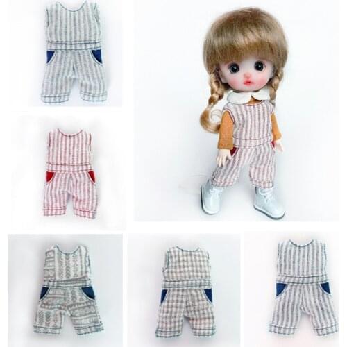 1pcs Doll Clothes fashion lattice belt pants for ob11 overall trouser for obitsu11,ob11,1/12 bjd doll accessories Clothing