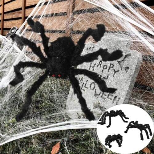 1pcs Horror Giant Black Plush Spider Halloween Party Decoration Props Toys Haunted House Decor Kids Children Halloween Toys