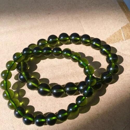 10mm Green GEM MOLDAVITE Meteorite Impact Glass Czech bracelet drop shipping