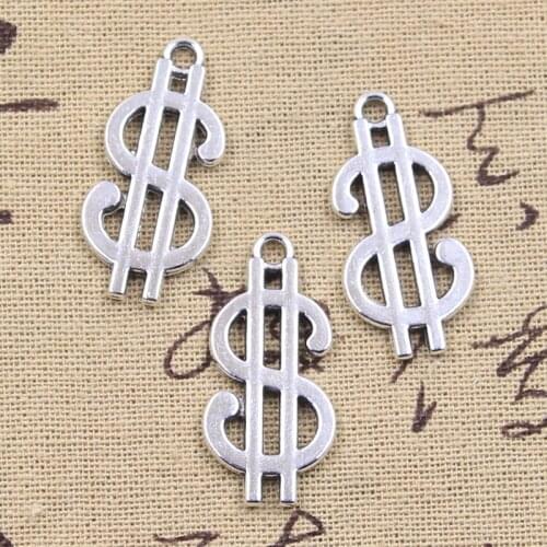 10pcs Charms Big $ Dollar Money Sign 33x26mm Antique Silver Color Pendants DIY Crafts Making Findings Handmade Tibetan Jewelry