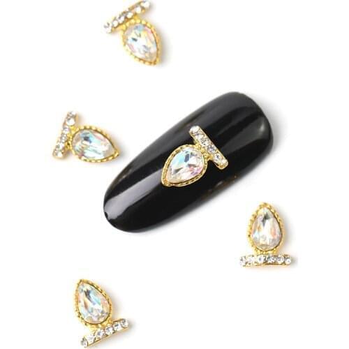 10 pieces / bag japan korea new 3D Nail Art decoration metal fancy Style with Bling crystal pearl nail accessory DIY charm nail