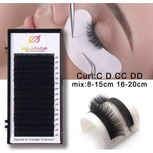 16rows/case 0.03mm individual eyelash extension cilia lashes extension for professionals soft mink eyelash extension