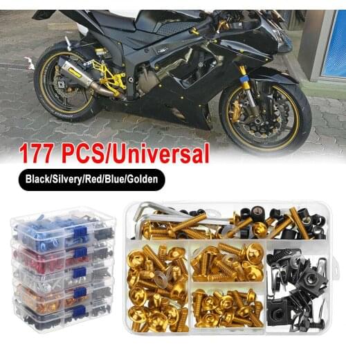 177PCS/Set Aluminum M6 M5 Fairing Bumpers Panel Bolts Kit Bodywork Screws Nut For Motorcycle 6 colors with Box