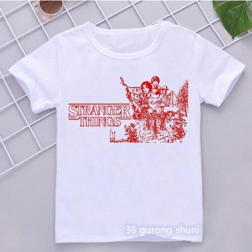 2021 Funny Letter Stranger Things T Shirt Text Garphic Boys Girls T-Shirt Kids Clothes Short Sleeve T-Shirts Harajuku Top