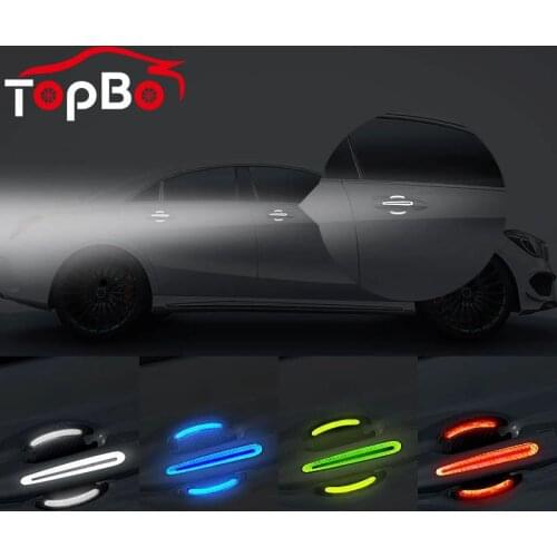 4/8 Pcs Car Safety 3D Sticker Reflective Stickers Tape Reflector Car Fender Warning Bumper Strip Door Handle Bowl Scratch Cover